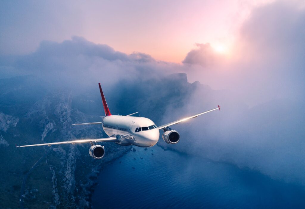 Airplane in clouds