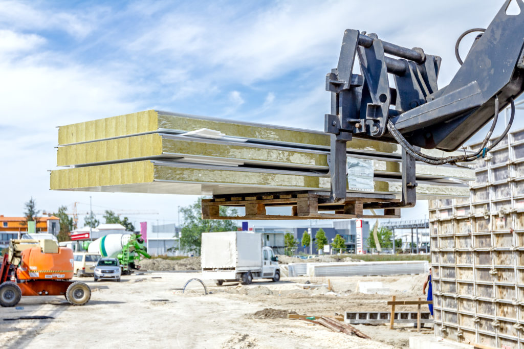 Telescopic forklift at the building site